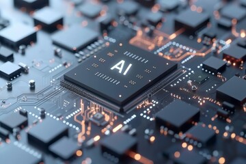 AI Brain Chip blood glucose monitoring. Artificial Intelligence van mind wafer bonding axon. Semiconductor ai data driven insight circuit board ai validation