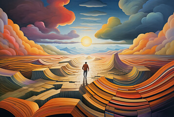 landscape with clouds and rainbow