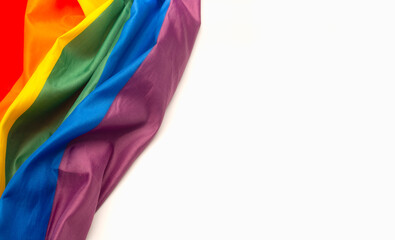 Part of the rainbow flag or LGBTQ flag is on a white background.