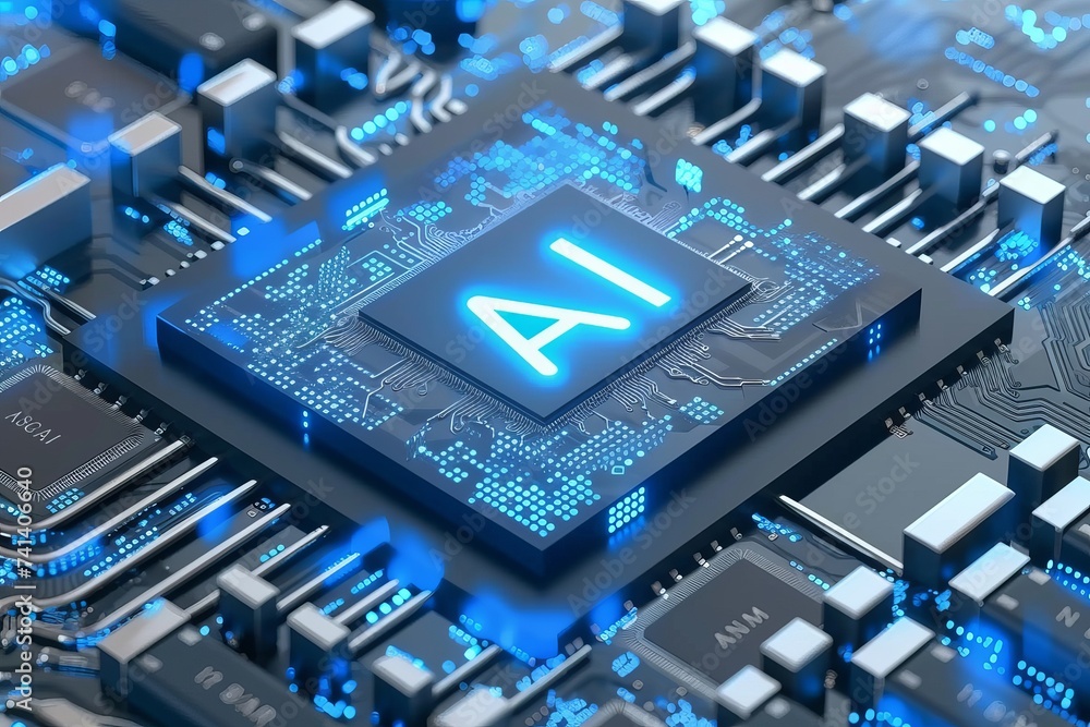 Aufkleber ai brain chip synchronization. artificial intelligence brainwave computing mind axon growth cone axo