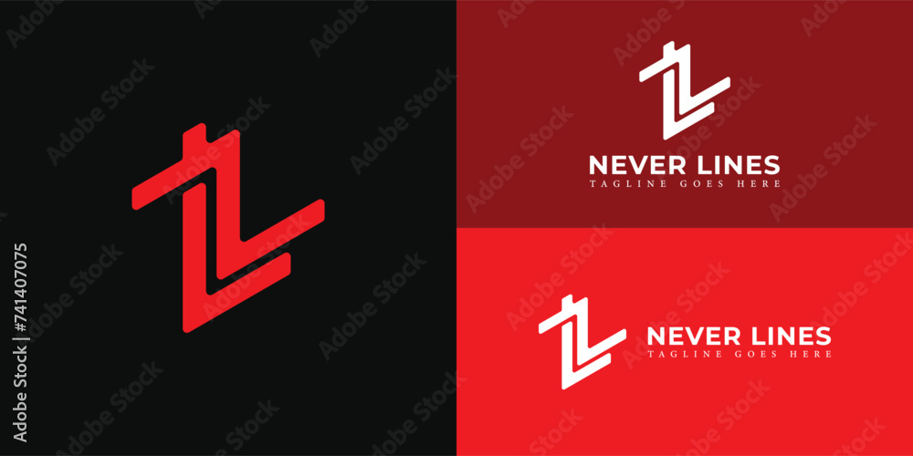 Poster abstract initial letter nl logo in red color isolated on black and red backgrounds applied for enter