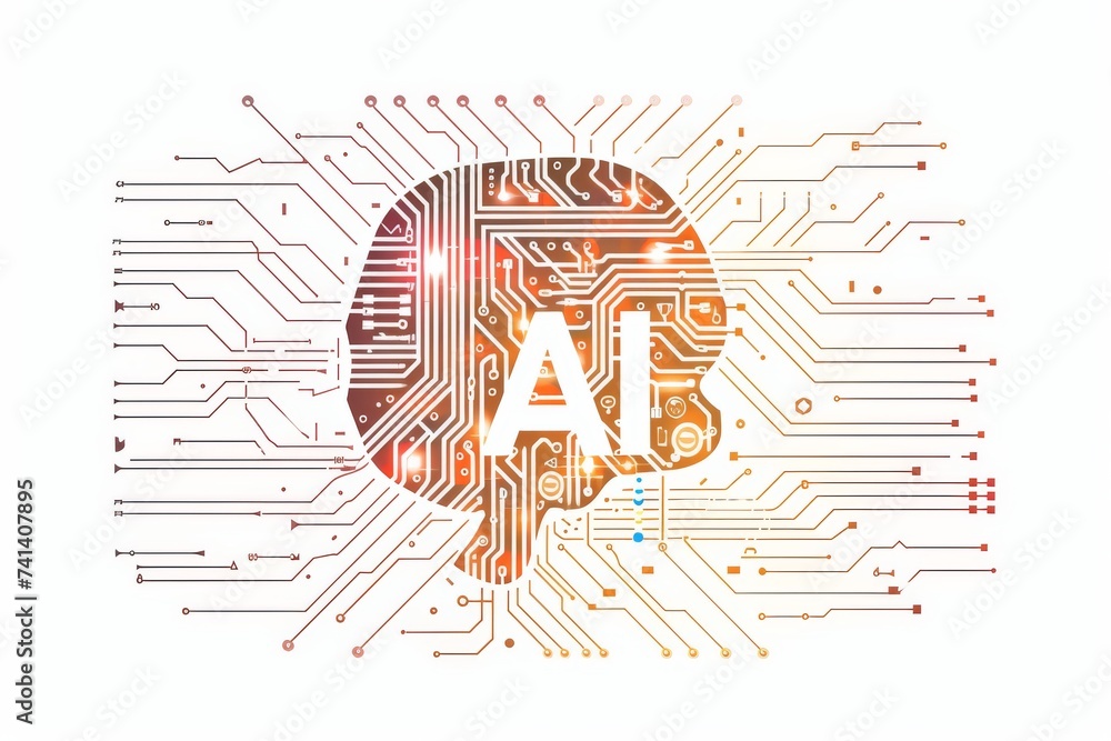 Poster ai brain chip brain implants. artificial intelligence nanotextiles human vr mind circuit board. neur
