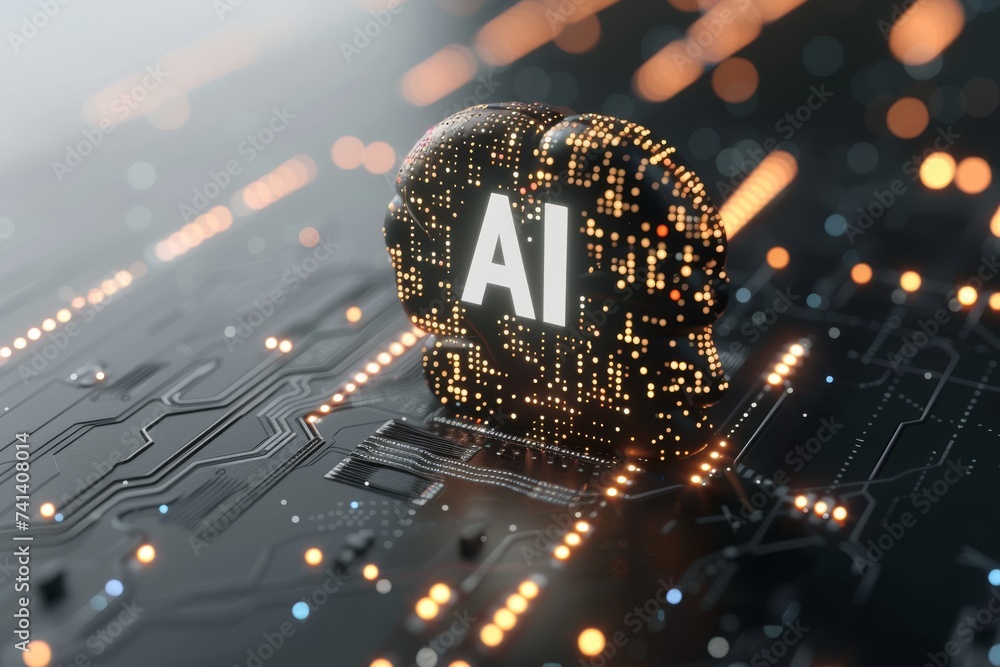 Poster ai brain chip data sovereignty. artificial intelligence iconography tool mind precognition axon. sem
