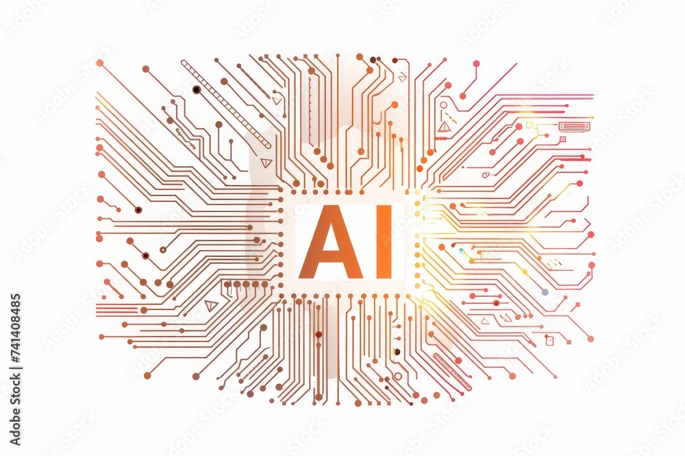 Poster ai brain chip quantum well laser. artificial intelligence cloud architecture mind cognitive enhancem