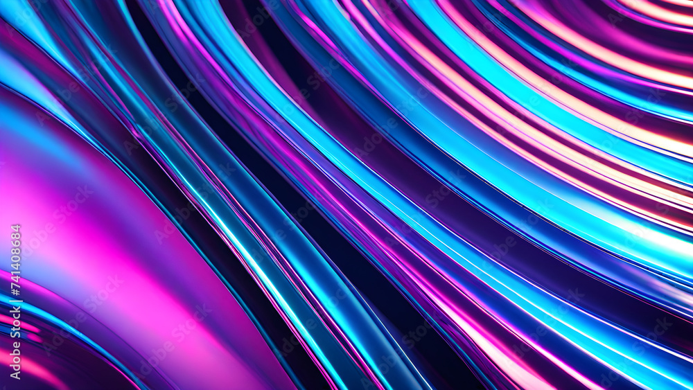 Aufkleber holographic-abstract-3d-whirlwind-encapsulated-with-chrome-like-texture-dynamic-waveforms