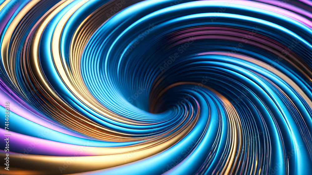 Aufkleber holographic-abstract-3d-whirlwind-encapsulated-with-chrome-like-texture-dynamic-waveforms