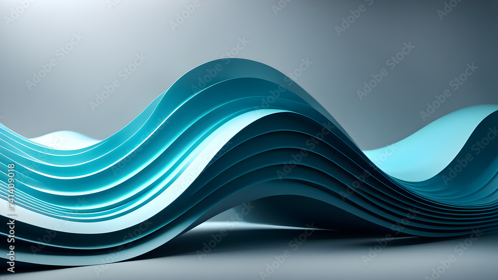 Aufkleber abstract-3d-hologram-showcasing-swirling-chrome-waves-background-emulates-dynamic-whirlwind-movement