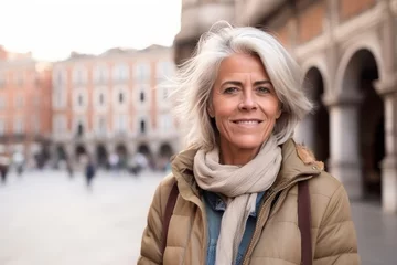 Keuken spatwand met foto Portrait of a beautiful senior woman in the city center of Milan © Nerea
