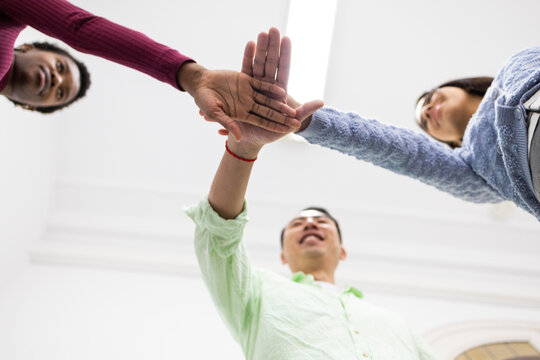 Teamwork and unity through a hand stack