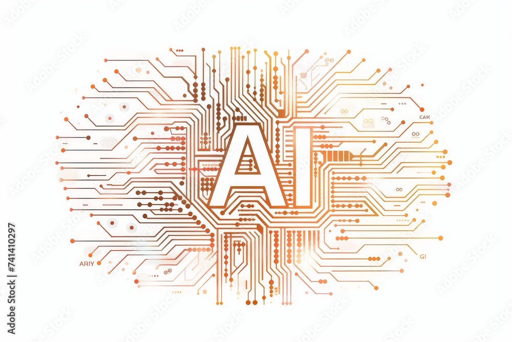 Poster ai brain chip ai model. artificial intelligence soma mind wafer bonding axon. semiconductor distribu