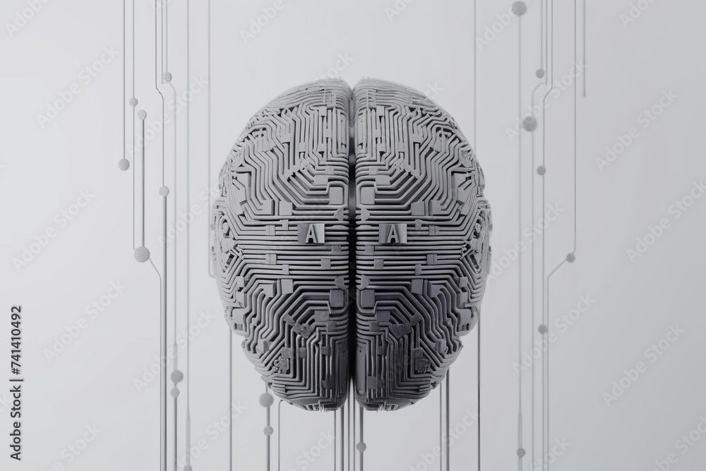 Poster ai brain chip neuronal stress response. artificial intelligence concentration mind cardiac monitorin