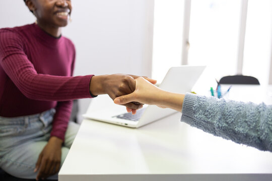 Professional handshake between colleagues at work