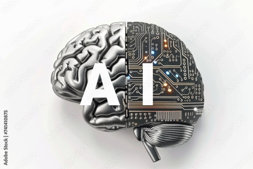 Poster ai brain chip token. artificial intelligence healthtech implementation mind cerebellum axon. semicon