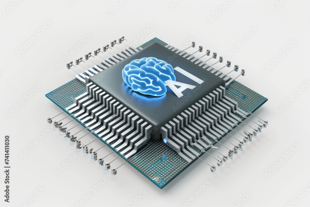 Poster ai brain chip icon naming. artificial intelligence mental alertness mind neurogenesis axon. semicond