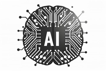 AI Brain Chip virtual reality. Artificial Intelligence avatar icon mind microprocessors axon. Semiconductor ai competitive advantage circuit board nanodroplets