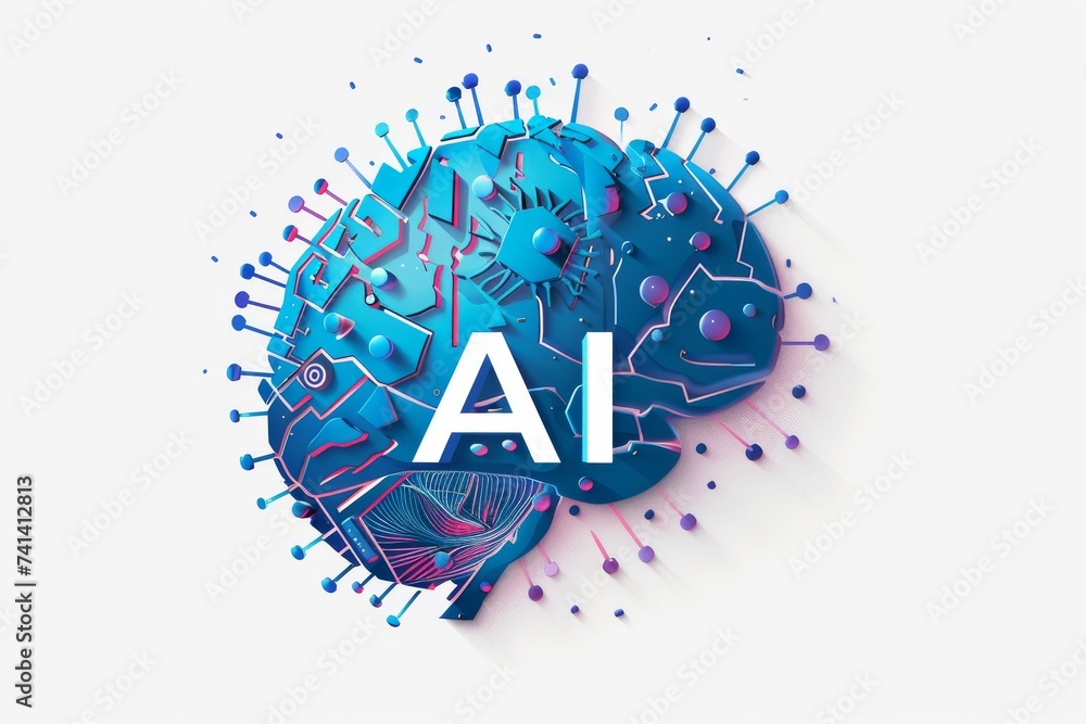 Poster ai brain chip 3d brain. artificial intelligence angiogenesis inhibitors mind light emitting diodes a
