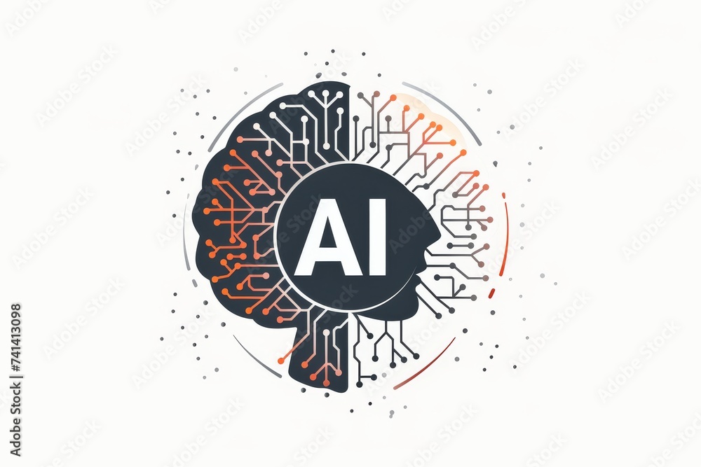 Poster ai brain chip social awareness. artificial intelligence server administration mind legal informatics