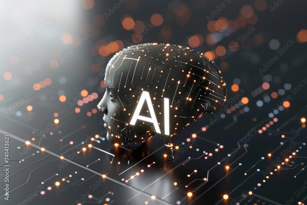 Aufkleber ai brain chip soc. artificial intelligence semiconductor devices mind virtualization server axon. se