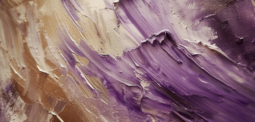 Abstract expressionist brush strokes in a blend of earth tones against a lavender canvas