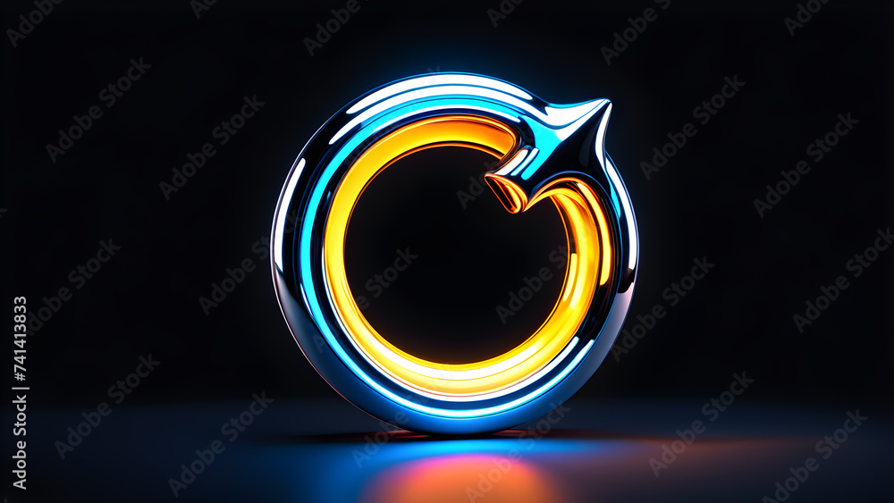 Aufkleber chrome-neon-shape-in-3d-floating-elegantly-against-a-stark-black-background-edges-radiating