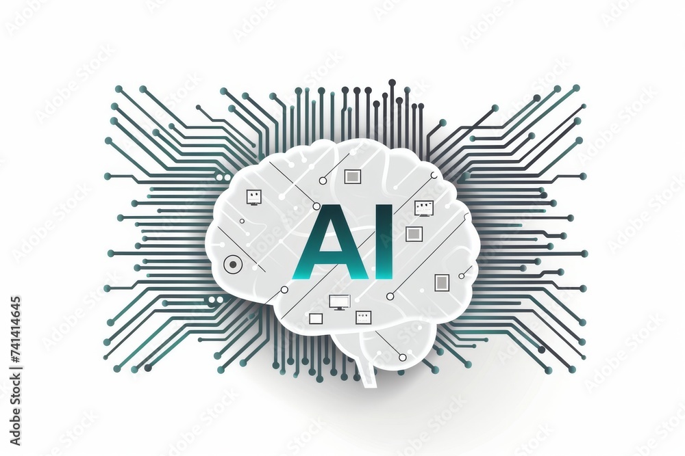 Aufkleber ai brain chip nanostructured surfaces. artificial intelligence computational theory mind hearing aid
