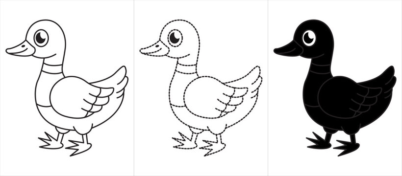Beautiful Yellow Duckling. Dot to dot educational game for kids.
