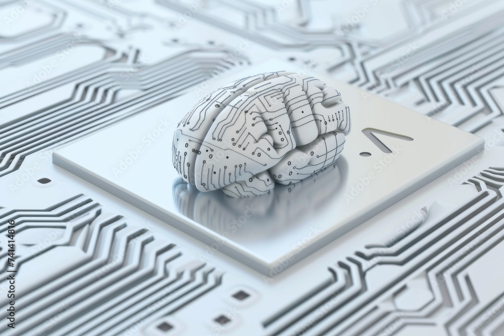 Aufkleber ai brain chip ai startups. artificial intelligence digital currency mind neural interface technology