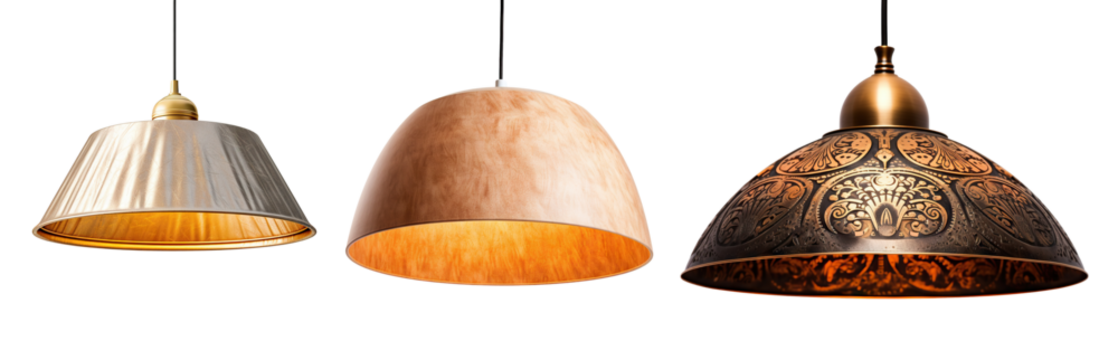 Set of pendant ceiling lamp shades, cut out