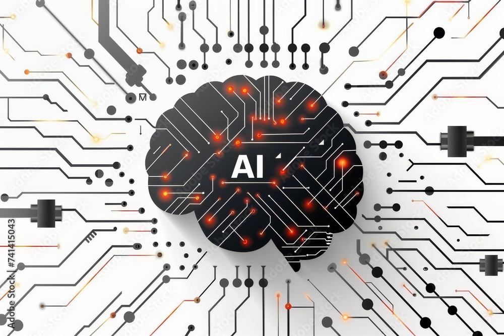 Aufkleber ai brain chip die size. artificial intelligence visual style mind visionary direction axon. semicond