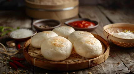 Zelfklevend Fotobehang Steamed white bread © khan