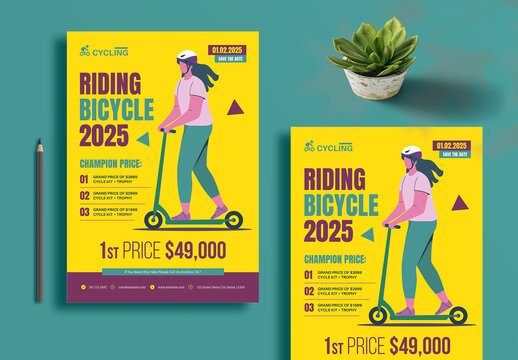 Riding Bicycle Festival Flyer Design Template