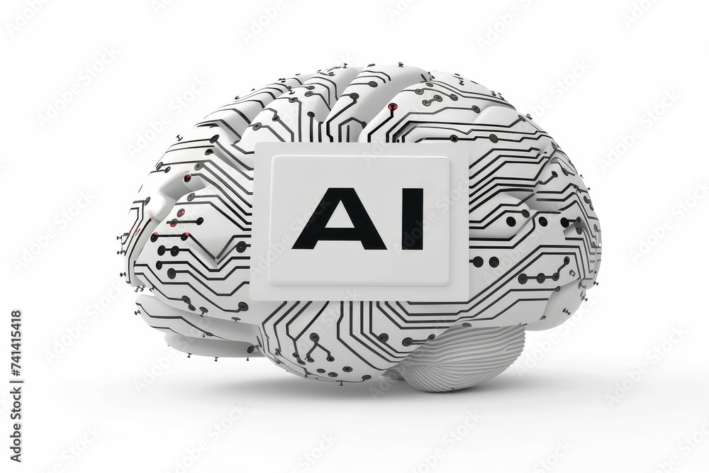 Poster ai brain chip hardware encryption. artificial intelligence visual design mind digital literacy axon.