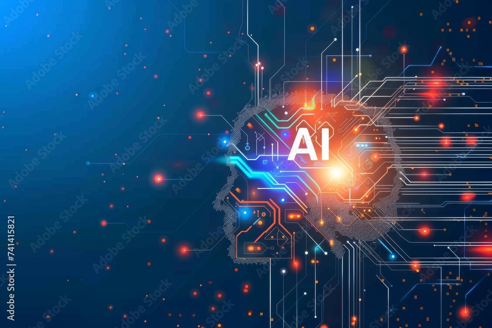 Poster ai brain chip cache memory. artificial intelligence hematology mind digital business model axon. sem