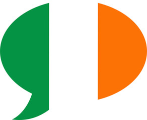 speech bubble with flag of Ireland, Irish language concept, Erse or Gaelic, Irish Gaeilge - obrazy, fototapety, plakaty