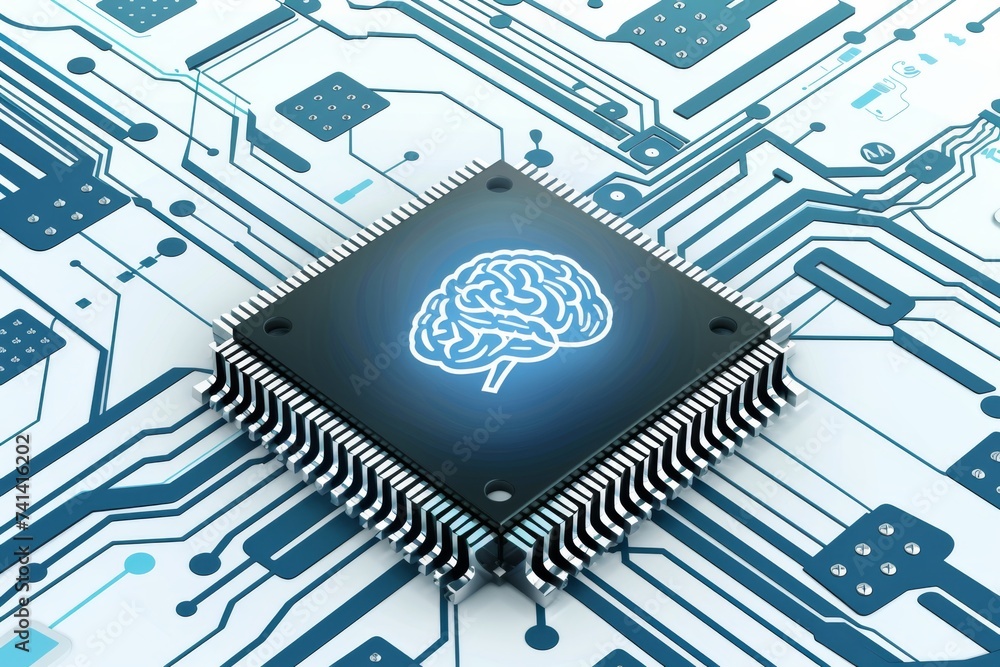 Poster ai brain chip empathy. artificial intelligence tomorrow breakthroughs mind public health informatics