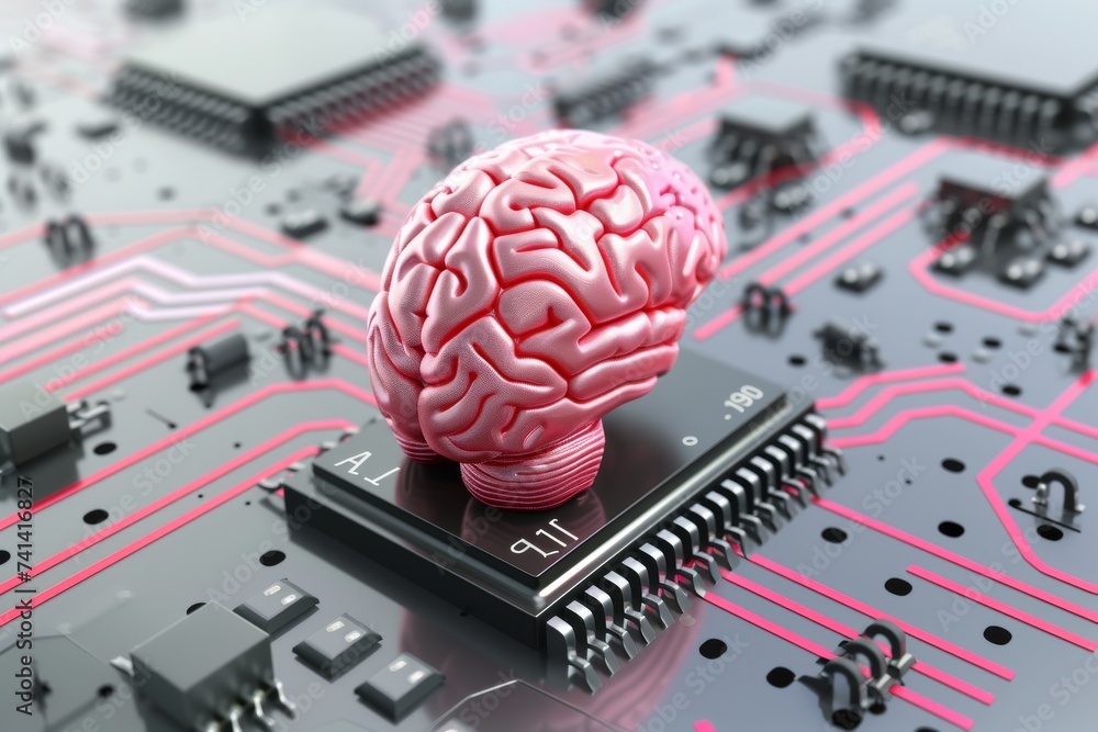 Poster ai brain chip information technology. artificial intelligence x ray computed tomography mind renewab