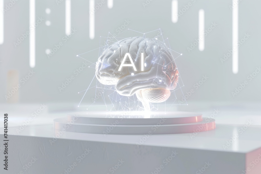 Poster ai brain chip cognitive efficiency. artificial intelligence cognitive load reduction mind quantum co
