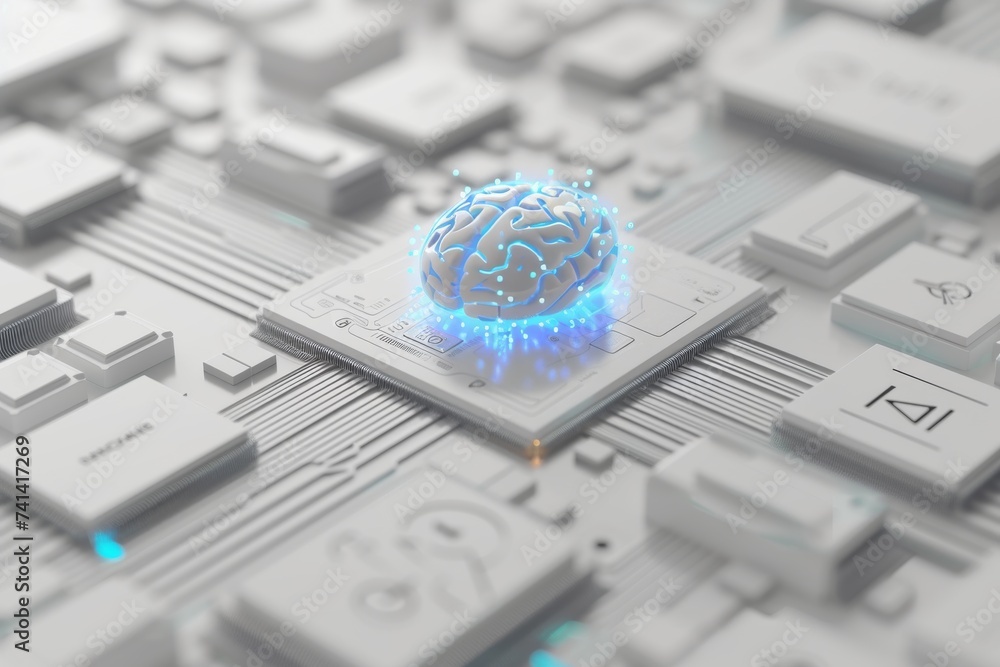 Poster ai brain chip central executive network. artificial intelligence brainwave navigation mind cas laten