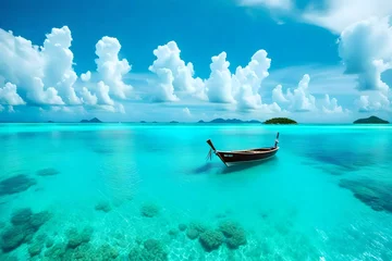 Foto auf Glas tropical island with sky © qaiser