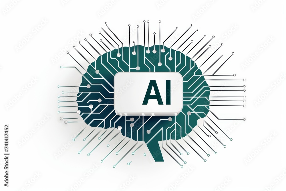 Poster ai brain chip chip stacking. artificial intelligence calcium signaling mind icon usability axon. sem