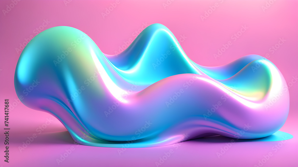 Aufkleber holographic-3d-fluid-metallic-shape-twists-and-reflects-light-floating-seamlessly-above-a-soft