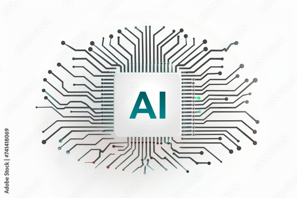 Poster ai brain chip digital transformation. artificial intelligence icon converter mind mindfulness practi