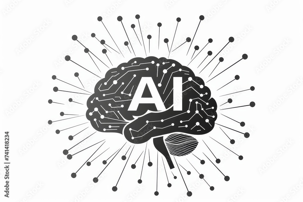 Poster ai brain chip neural computing research. artificial intelligence brain tumor prognosis mind it trend