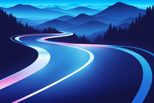 Road to the mountains, blue hues