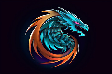 Dragon logo. Dragon icon. Dragon's head.