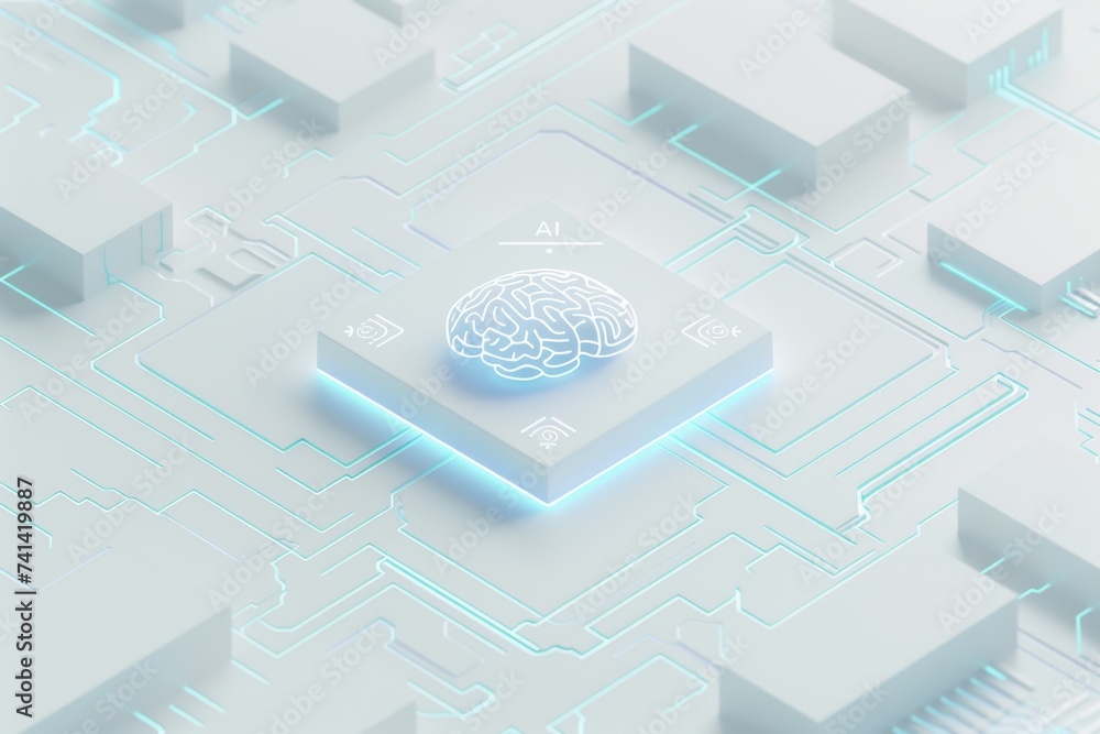Poster ai brain chip computer vision. artificial intelligence met enkephalin mind multiple data axon. semic