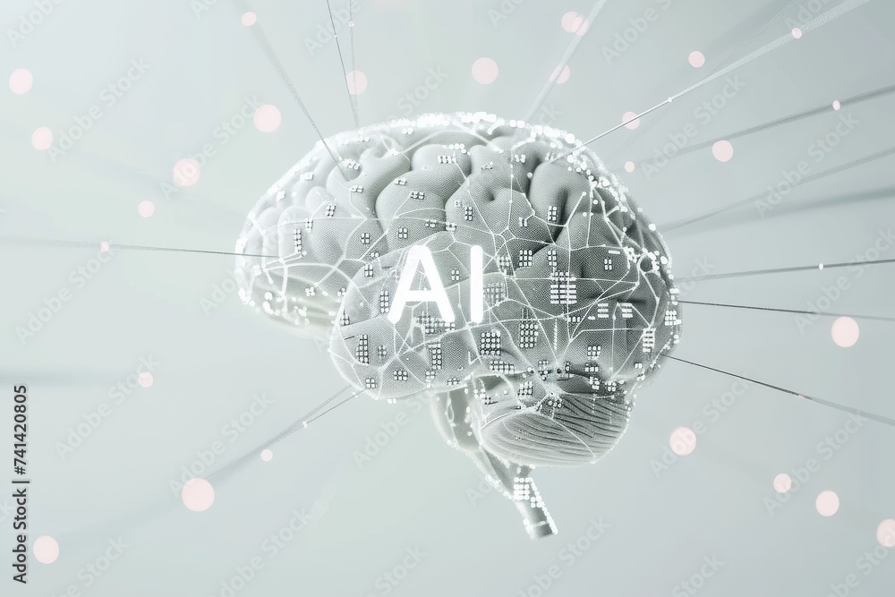Poster ai brain chip power cord. artificial intelligence anterograde axonal transport mind continuous deplo