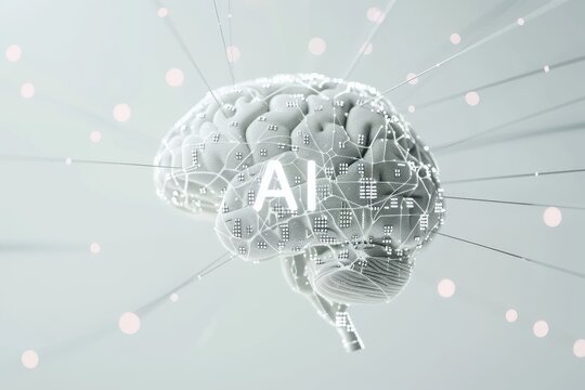 AI Brain Chip power cord. Artificial Intelligence anterograde axonal transport mind continuous deployment axon. Semiconductor icon creation circuit board epilepsy