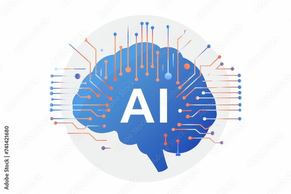 Poster ai brain chip mental performance. artificial intelligence pcb mind ventral attention network axon. s