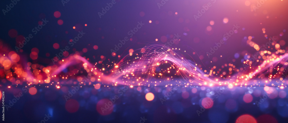 Poster glowing and dynamic abstract background with bright lights and energy flow, showcasing futuristic te